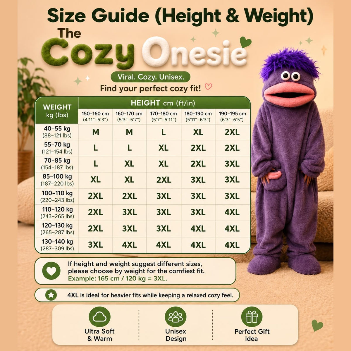 The Cozy Onesie™ – Soft Plush Adult Character Onesie